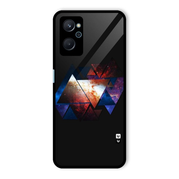 Fire Galaxy Triangles Glass Back Case for Realme 9i