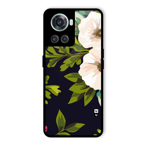 Floral Leaves Glass Back Case for OnePlus 10R