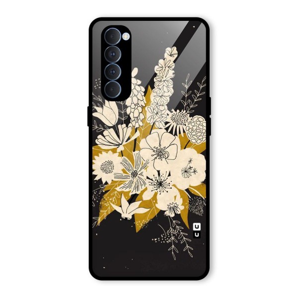 Flower Drawing Glass Back Case for Oppo Reno4 Pro