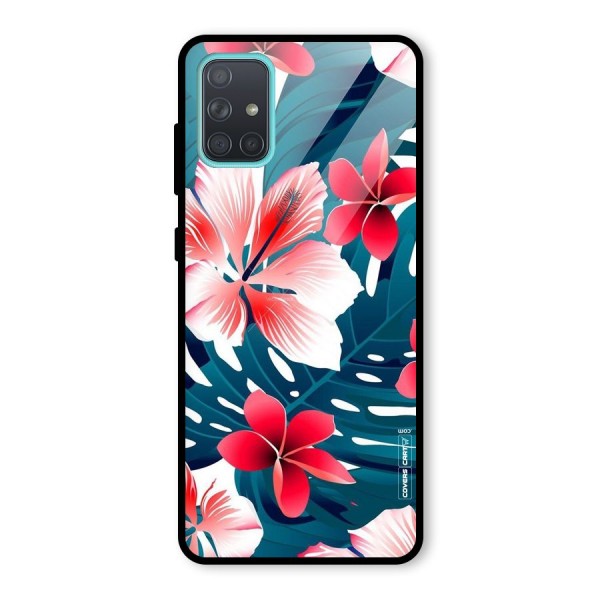 Flower design Glass Back Case for Galaxy A71