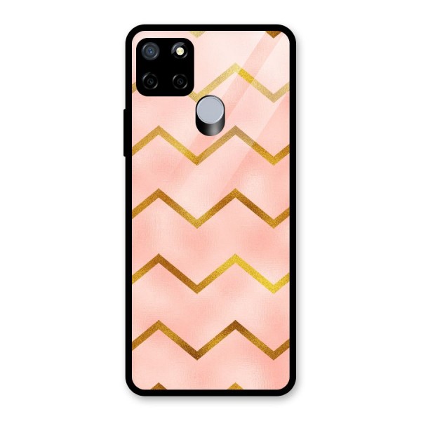 Gold Pink Pattern Glass Back Case for Realme C15