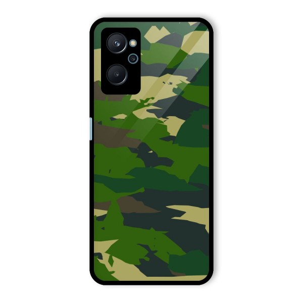 Green Camouflage Army Glass Back Case for Realme 9i