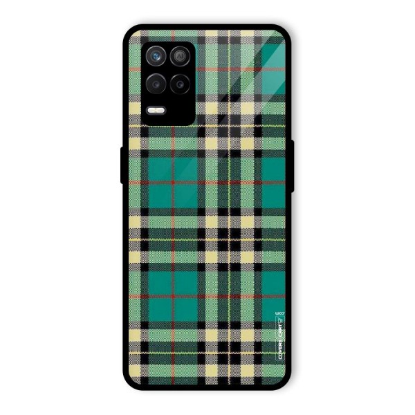 Green Check Glass Back Case for Realme 9 5G