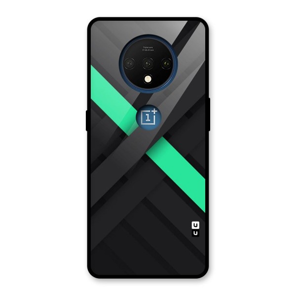 Green Stripe Diagonal Glass Back Case for OnePlus 7T