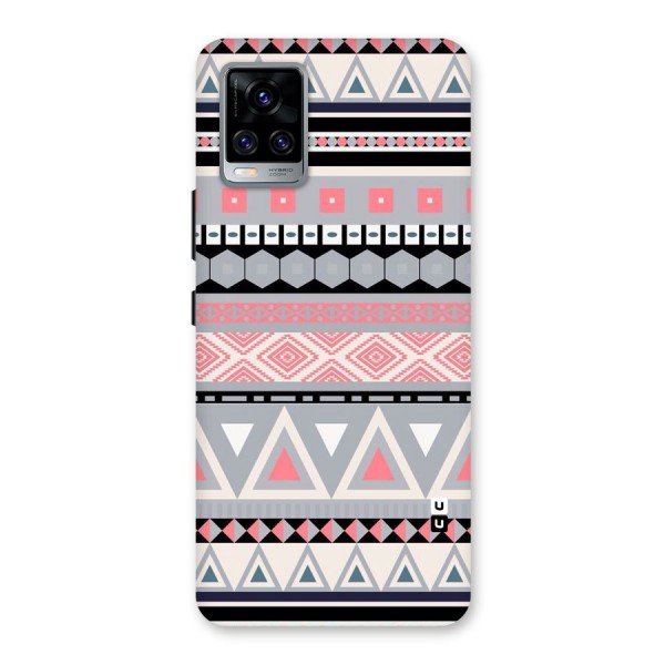 Grey Pink Pattern Back Case for Vivo V20 Pro