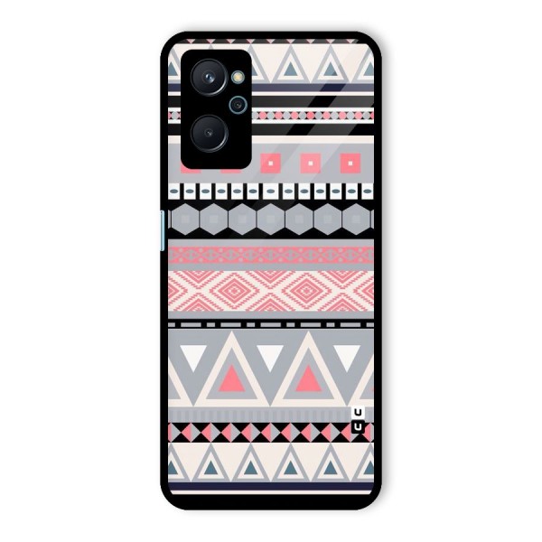 Grey Pink Pattern Glass Back Case for Realme 9i