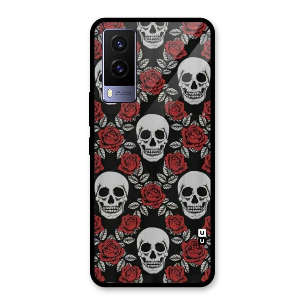 Grey Skulls Glass Back Case for Vivo V21e 5G