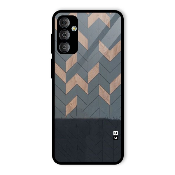 Greyish Wood Design Glass Back Case for Galaxy F23