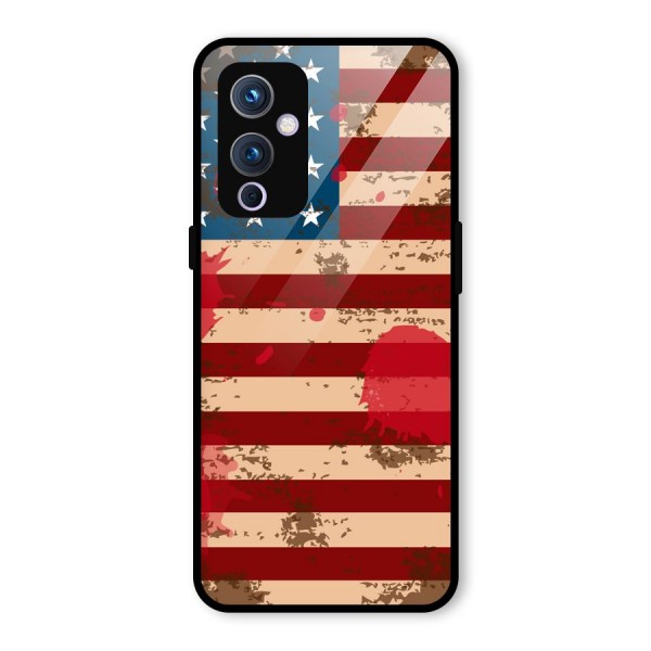 Grunge USA Flag Glass Back Case for OnePlus 9