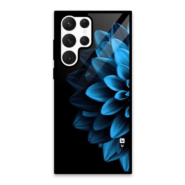 Half Blue Flower Glass Back Case for Galaxy S22 Ultra 5G