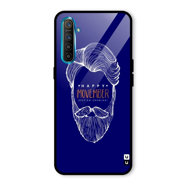 Happy Movember Blue Glass Back Case for Realme XT