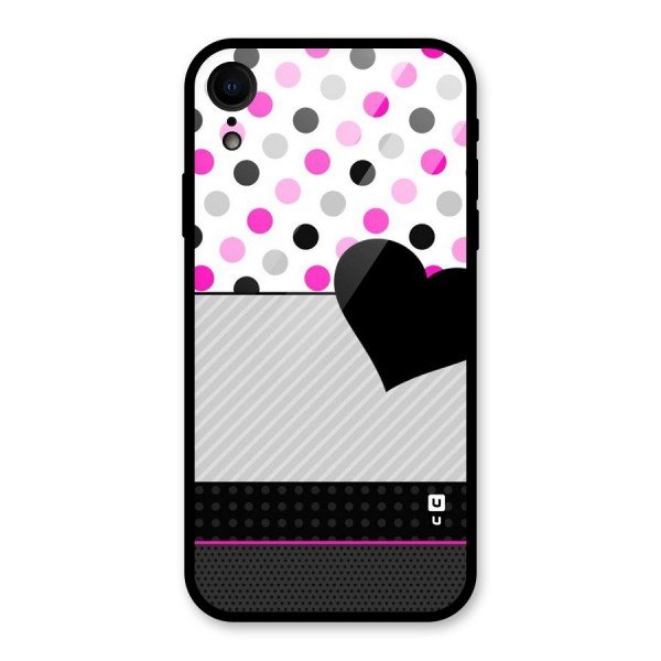 Heart Polka Stripes Glass Back Case for XR