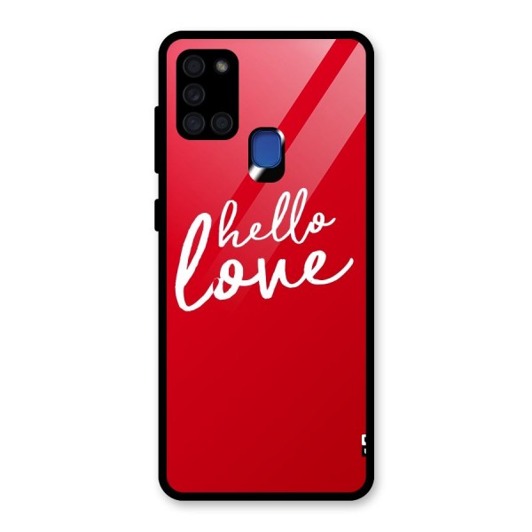 Hello Love Glass Back Case for Galaxy A21s