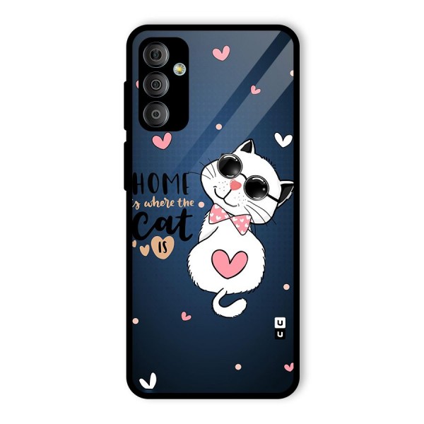 Home Where Cat Glass Back Case for Galaxy F23