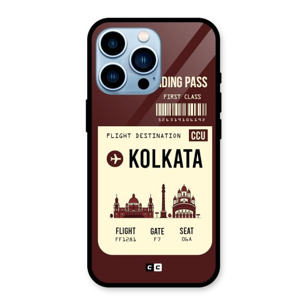 Kolkata Boarding Pass Glass Back Case for iPhone 13 Pro
