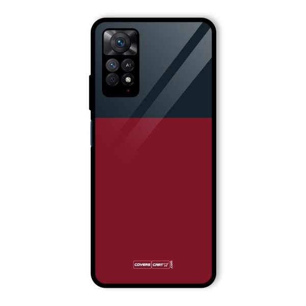 Maroon and Navy Blue Glass Back Case for Redmi Note 11 Pro