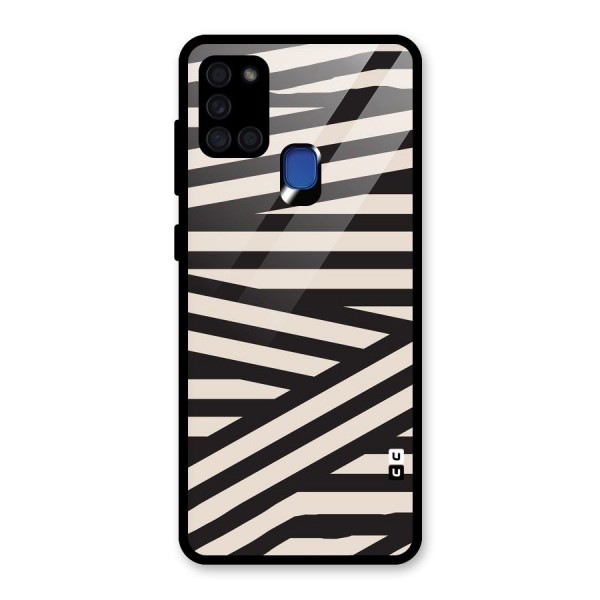 Monochrome Lines Glass Back Case for Galaxy A21s