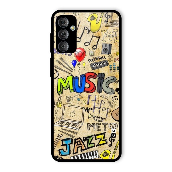 Music Pattern Glass Back Case for Galaxy F23