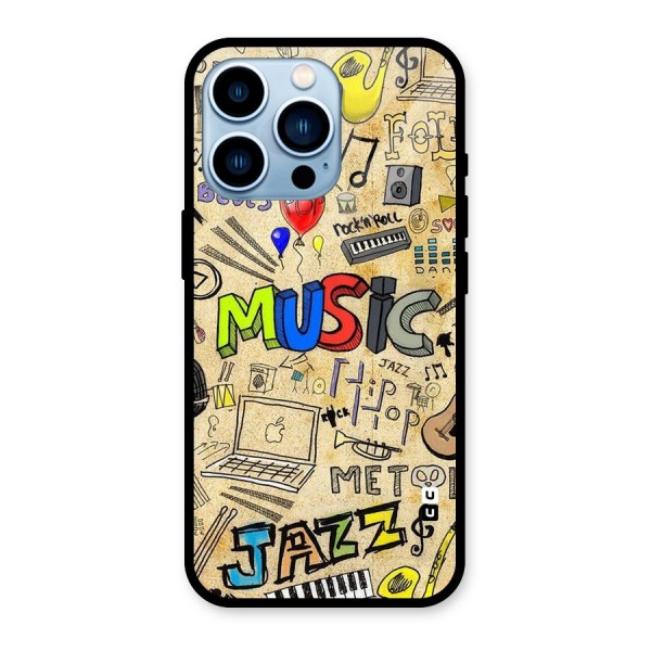 Music Pattern Glass Back Case for iPhone 13 Pro