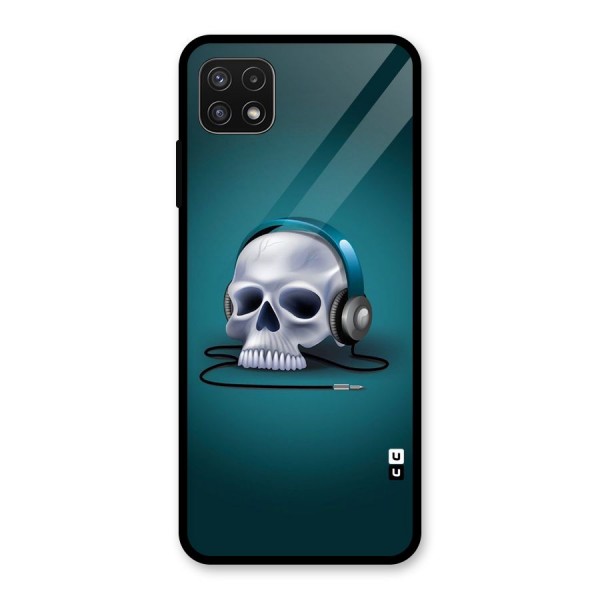 Music Skull Glass Back Case for Galaxy A22 5G