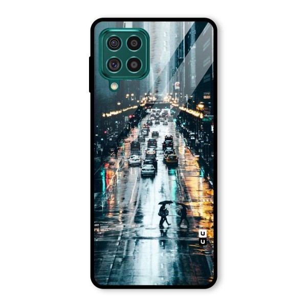 NY Streets Rainy Glass Back Case for Galaxy F62