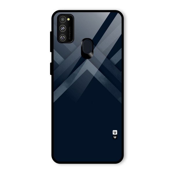 Navy Blue Arrow Glass Back Case for Galaxy M21