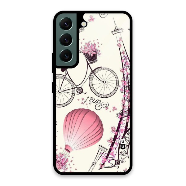 Paris Clipart Glass Back Case for Galaxy S22 5G