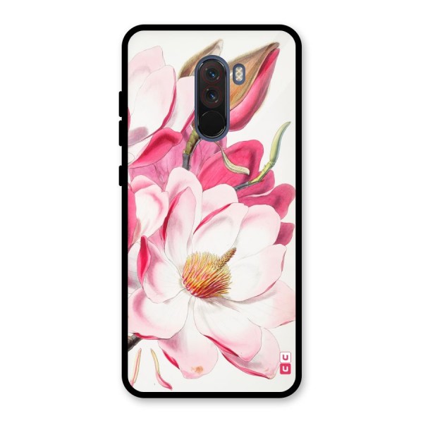 Pink Beautiful Flower Glass Back Case for Poco F1