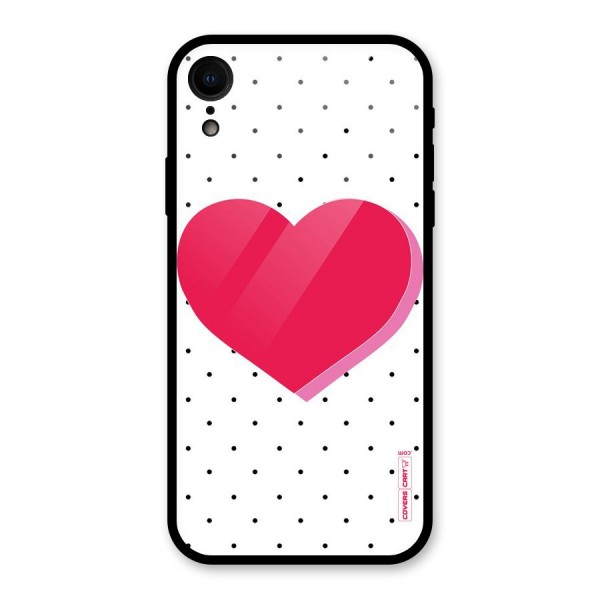 Pink Polka Heart Glass Back Case for XR