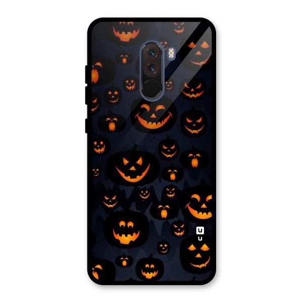 Pumpkin Smile Pattern Glass Back Case for Poco F1