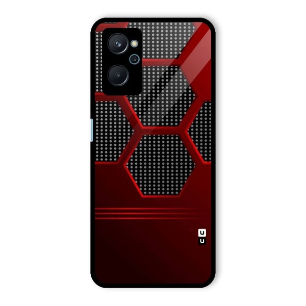 Red Black Hexagons Glass Back Case for Realme 9i