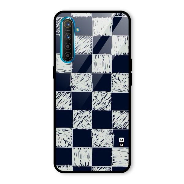 Sketchy Check Design Glass Back Case for Realme XT