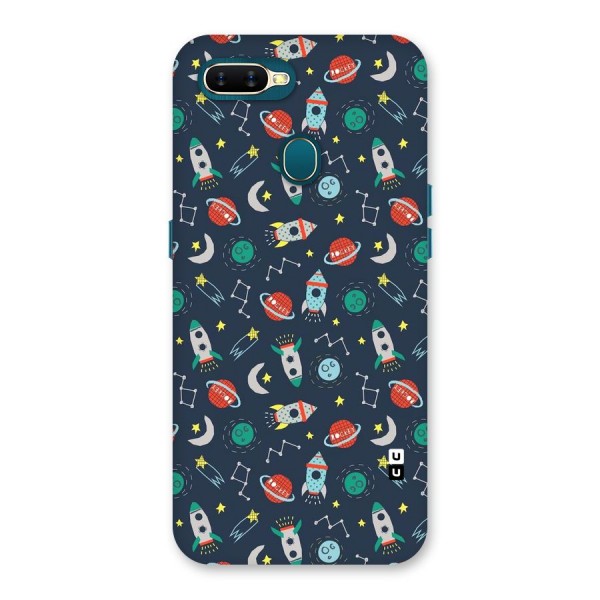 Space Rocket Pattern Back Case for Oppo A12