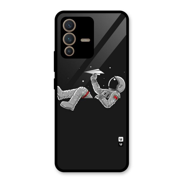 Spaceman Flying Glass Back Case for Vivo V23 5G