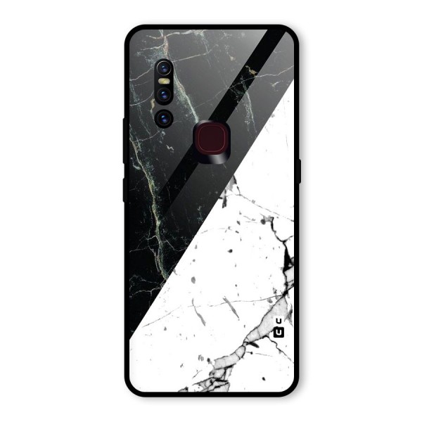 Stylish Diagonal Marble Glass Back Case for Vivo V15