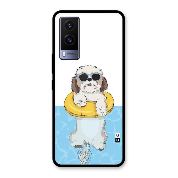 Swimming Doggo Glass Back Case for Vivo V21e 5G