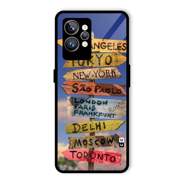 Travel Signs Glass Back Case for Realme GT2 Pro