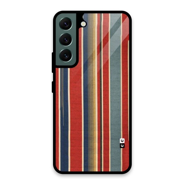 Vintage Disort Stripes Glass Back Case for Galaxy S22 5G