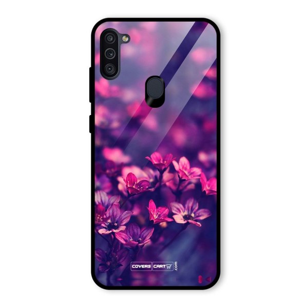 Violet Floral Glass Back Case for Galaxy M11