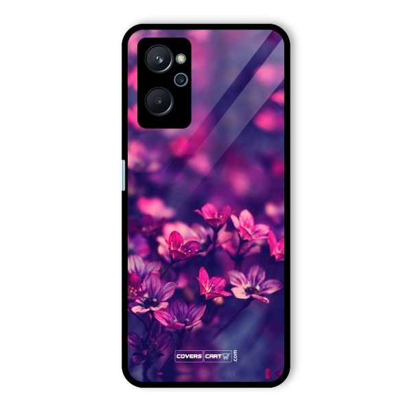 Violet Floral Glass Back Case for Realme 9i