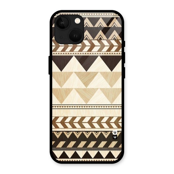 Wooden Printed Chevron Glass Back Case for iPhone 13