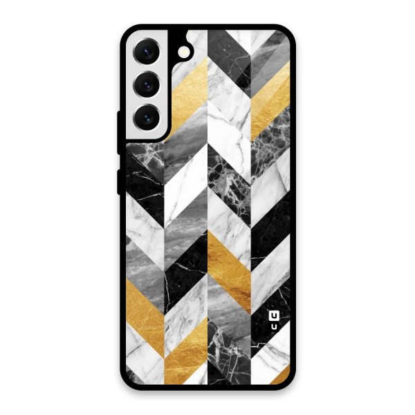 Yellow Grey Marble Glass Back Case for Galaxy S22 Plus 5G