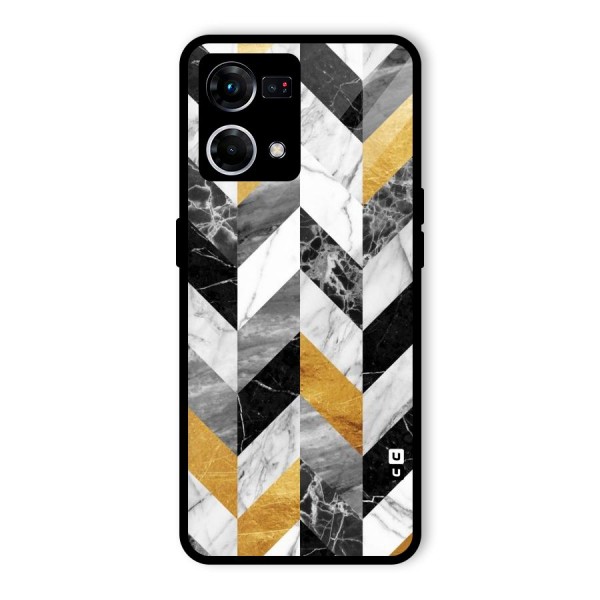 Yellow Grey Marble Glass Back Case for Oppo F21 Pro 4G