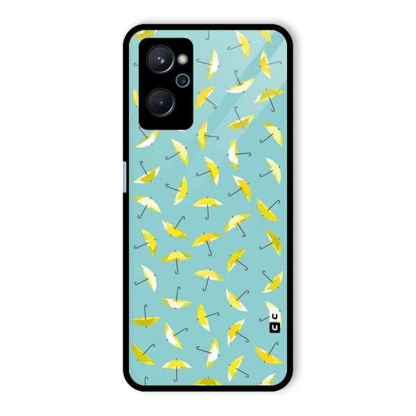 Yellow Umbrella Pattern Glass Back Case for Realme 9i