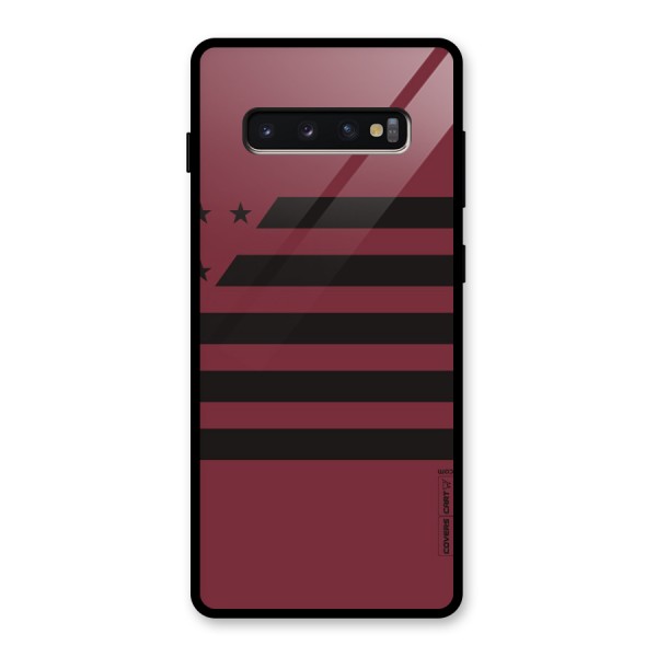 Maroon Star Striped Glass Back Case for Galaxy S10 Plus