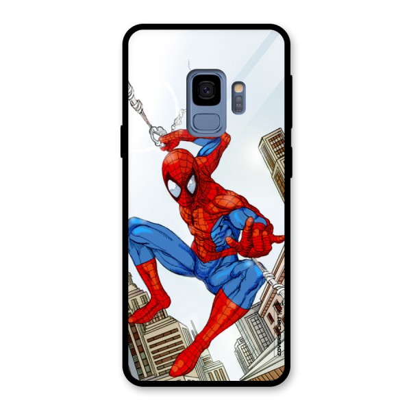 Comic Spider Man Glass Back Case for Galaxy S9