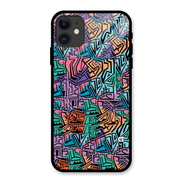 Abstract Lining Colors Glass Back Case for iPhone 11