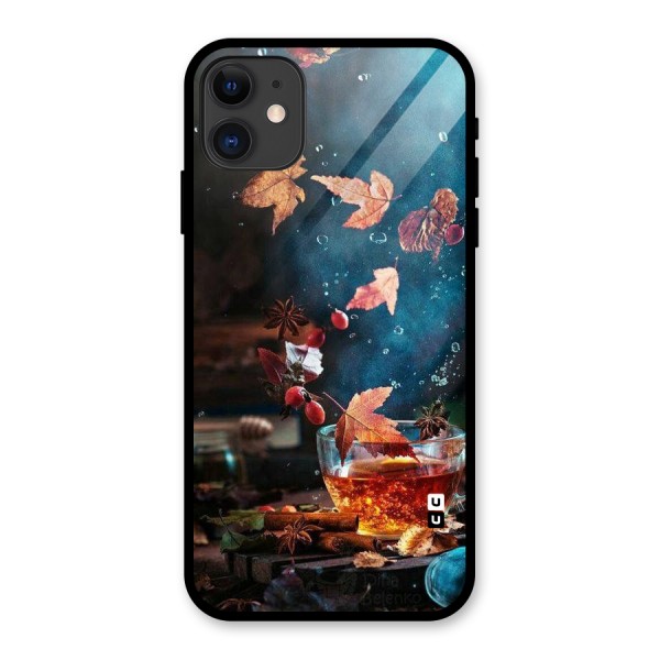 Falling Leaves Tea Glass Back Case for iPhone 11