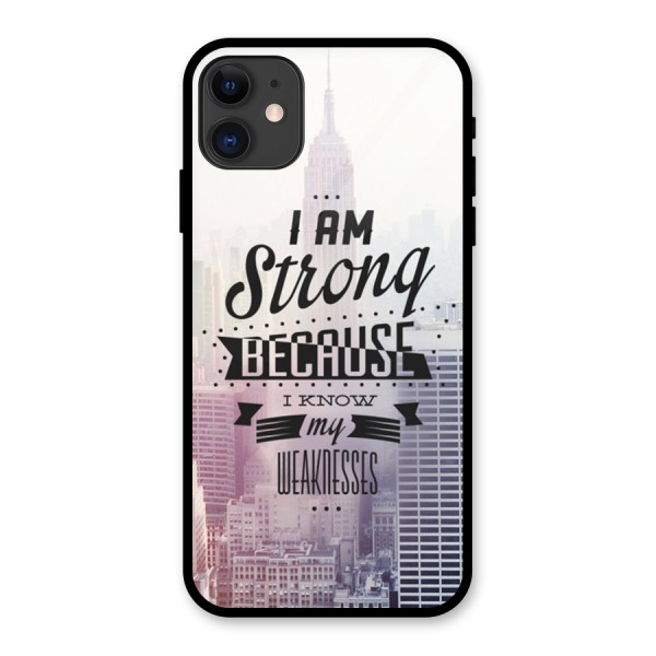 I am Strong Glass Back Case for iPhone 11