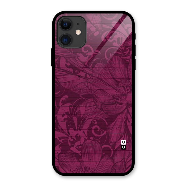 Magenta Floral Pattern Glass Back Case for iPhone 11